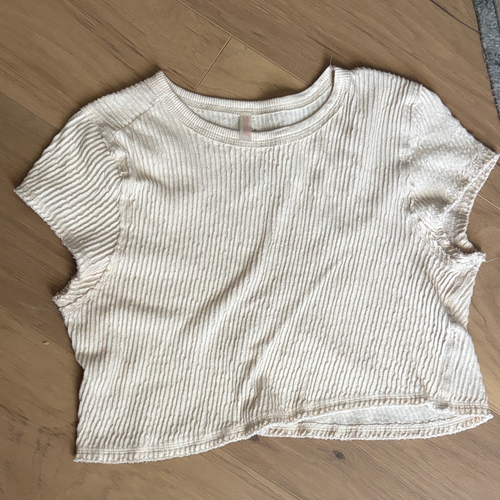 Cream fp movement Ribbed Short Sleeve Top